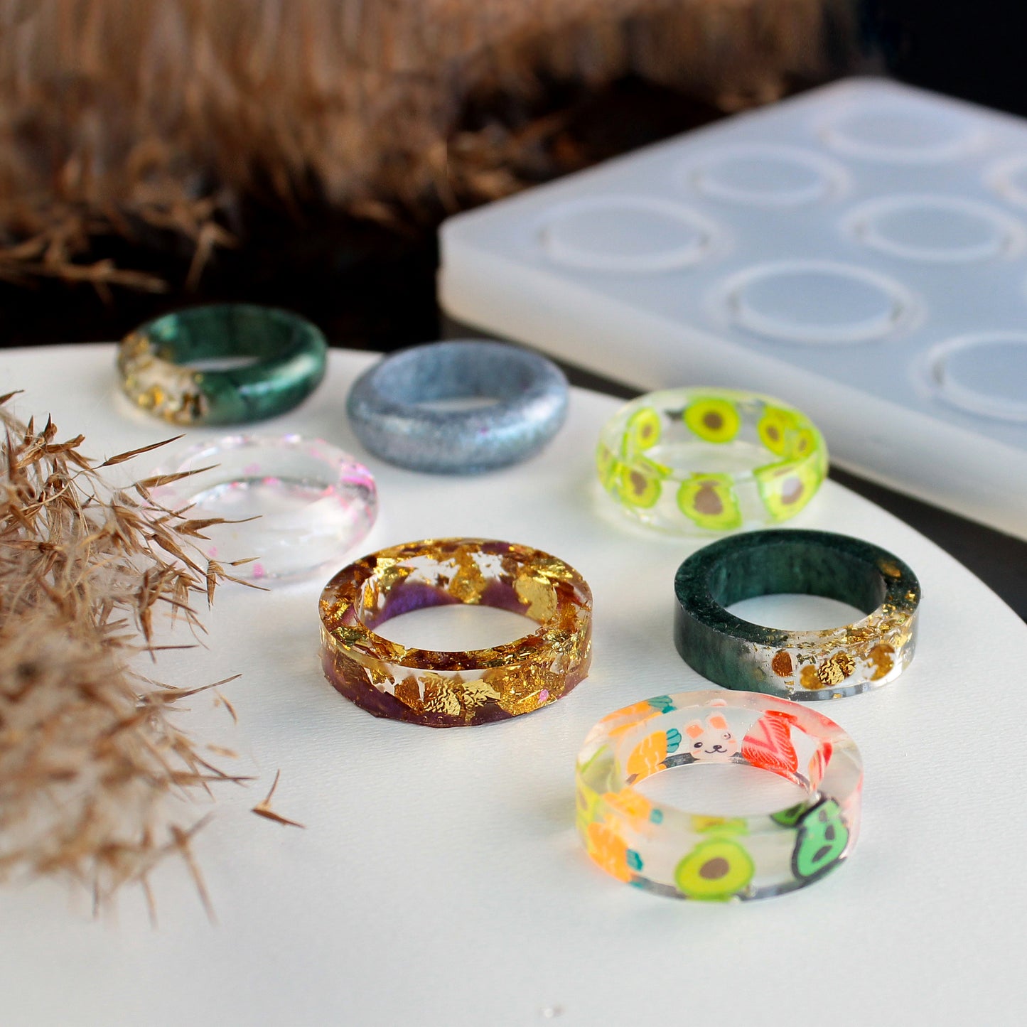 Silicone Ring Mold 6-in-1 for Epoxy Resin Crafts, Jewelry Making and DIY