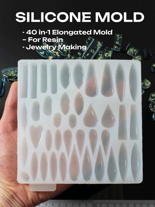 Elongated Teardrop Resin Mold 40-in-1 Mega Silicone Mold with Glossy Finish – Perfect for Earrings & Pendants