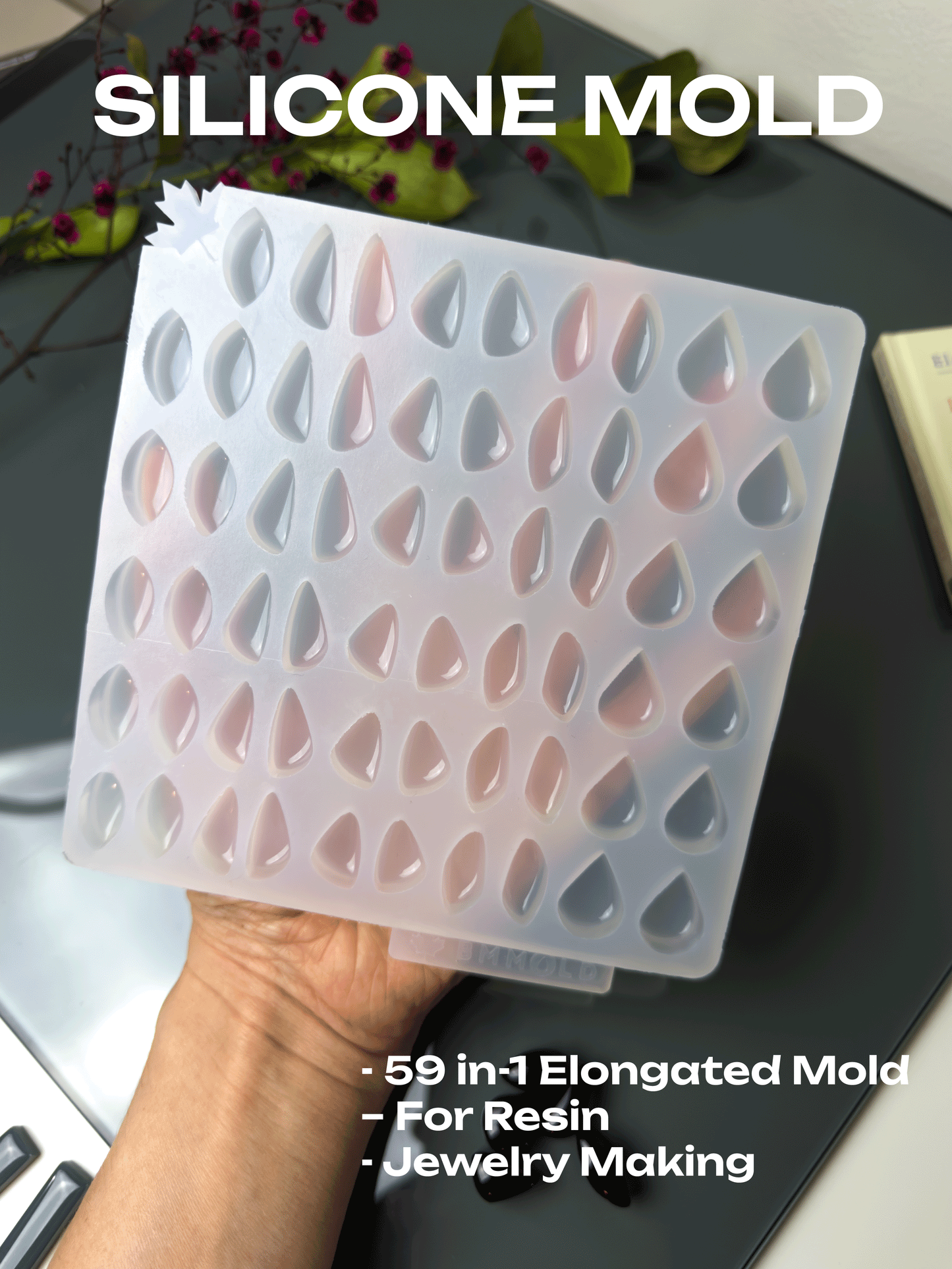 Teardrop Resin Mold 59-in-1 Silicone Mold with Glossy Finish – Perfect for Earrings, Pendants & Charms