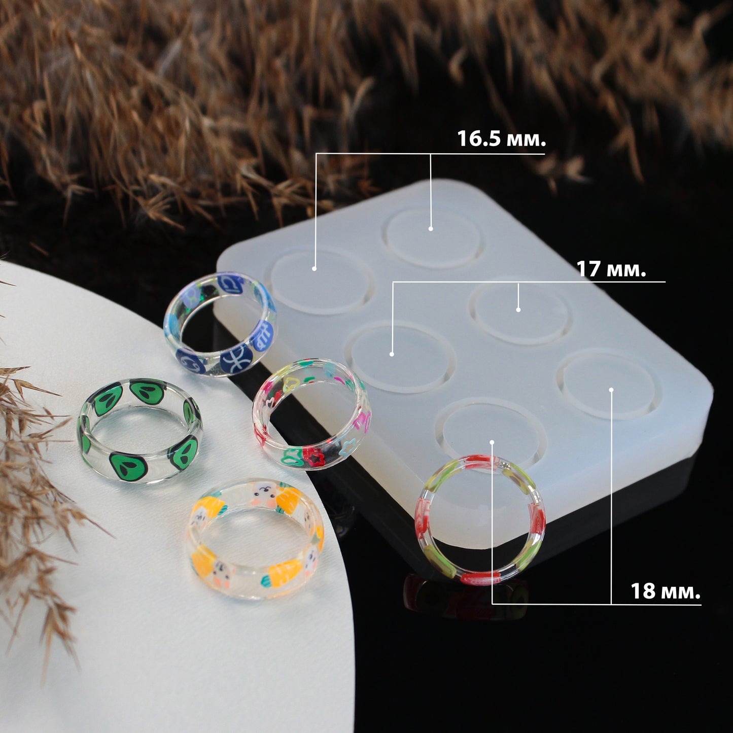 Silicone Thin Ring Mold 6-in-1 for Epoxy Resin Crafts, Jewelry Making and DIY