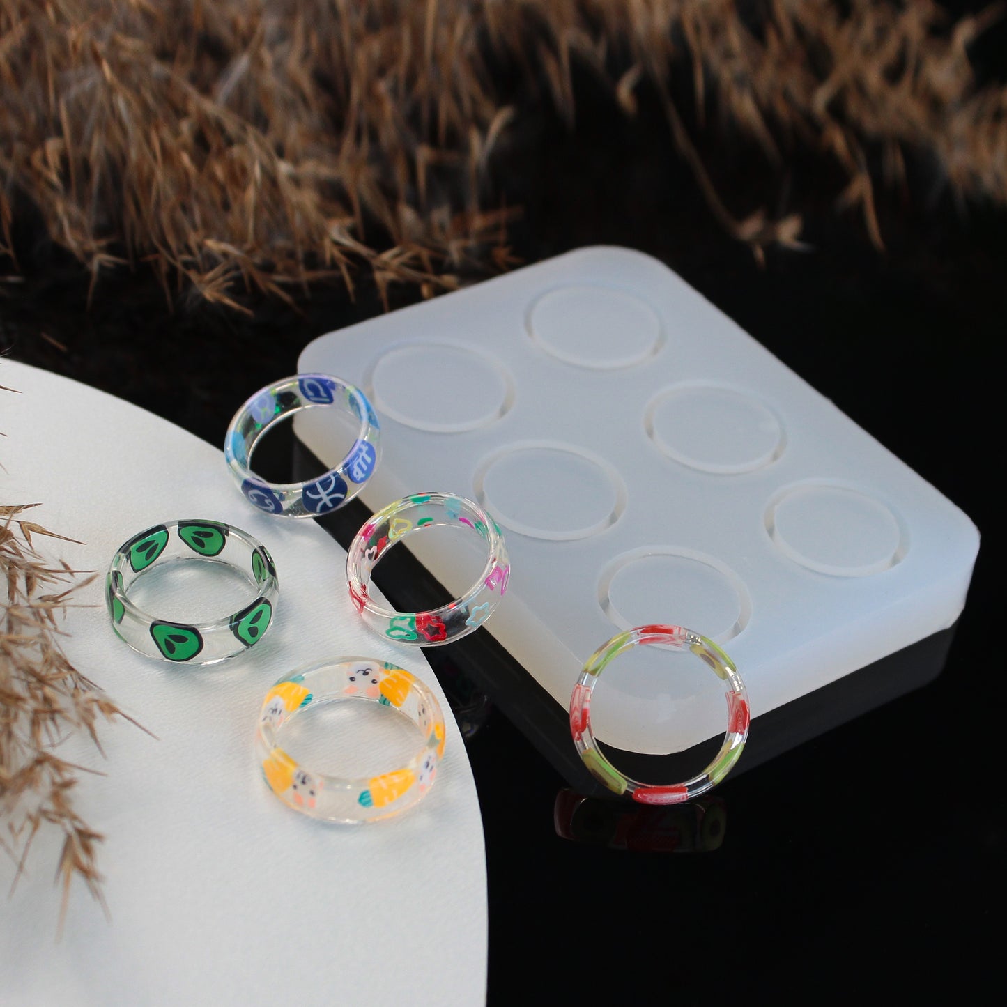 Silicone Thin Ring Mold 6-in-1 for Epoxy Resin Crafts, Jewelry Making and DIY