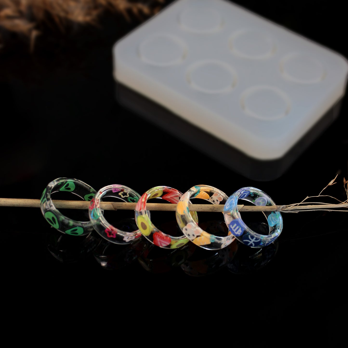 Silicone Thin Ring Mold 6-in-1 for Epoxy Resin Crafts, Jewelry Making and DIY